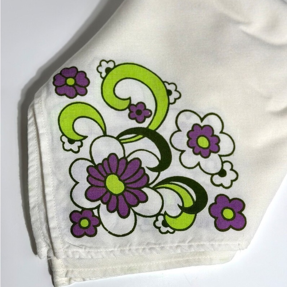 Vintage Mod Napkins, Floral, 70s, 60s, Purple and Green